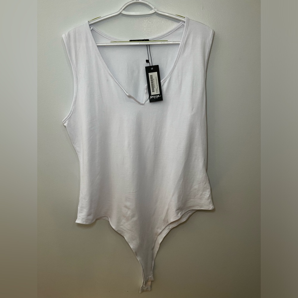 Nasty Gal sNotch Front BodySuit in White.
